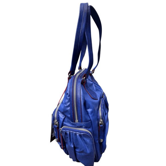 MZ Wallace Cobalt Blue Coated Leather Satchel Shoulder Bag - Picture 12 of 12